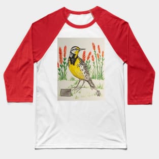 Wyoming state bird and flower, the meadowlark and Indian paintbrush Baseball T-Shirt